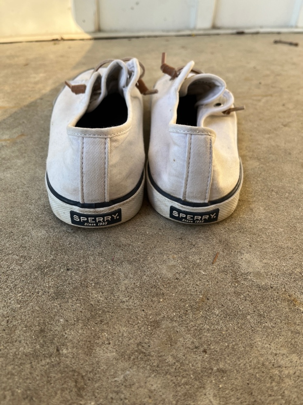 Sperry Pier View White Canvas Boat Shoes with Brown Leather Laces - Picture 7 of 7